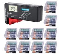 GTIWUNG 1Pc Tester Batteria Digitale LCD, Tester per Batterie, Tester Pile BT-168D, Tester Tensione Batteria Universale per AA/AAA/C/D-1.5V, PP3-9V e Batterie a Bottone, 10Pcs Contenitore Batterie