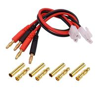 GTIWUNG 2 Pezzi Cavo di Ricarica con 4 mm Connettore a Banana, Cavo per Caricabatterie 14 AWG 30CM, Connettore per Alimentatore RCe + 4 Paia 4,0 mm Connettori a Banana Spina a Banana