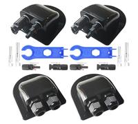 GTIWUNG 2 Pezzi Passacavo Solare Doppio Ingresso Impermeabile per Passacavo Pannello Solare ABS,2 Pezzi Pssacavo per Tetto a 2 Moduli IP68 agli Agenti atmosferici,per Camper Caravan Barca,Nero