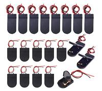 GTIWUNG 20 Pezzi CR2032 Porta Batteria in Plastica, 1 x 3V/2 x 3V Portabatterie A Bottone con Interruttore ON-off del Cavo (Nero)