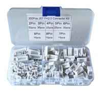GTIWUNG 200 Pezzi JST Connettore Kit con 2,0mm JST-PH 2/3/4/5/6/7/8/9 Pin Connettore, Kit di Prese PH 2.0 mm Tipo di Ingresso Laterale per Cavo Adattatore presa set per Servo RC Aerei