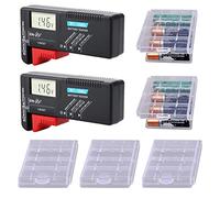 GTIWUNG 2Pcs Tester Batteria Digitale LCD, Tester per Batterie, Tester Pile BT-168D, Tester Tensione Batteria Universale per AA/AAA/C/D-1.5V, PP3-9V e Batterie a Bottone, 5Pcs Contenitore Batterie