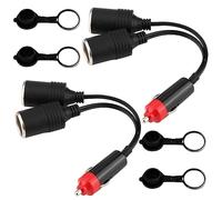 GTIWUNG 2Pz Doppia Presa Accendisigari Auto 12V, Cavo di Prolunga per Presa Accendisigari, Auto Accendisigari 2-Way Splitter con 4Pz Copertura Antipolvere, Adattatore con Indicatore LED, Rosso