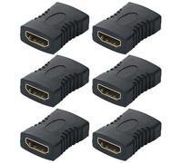 GTIWUNG 6 Pezzi Accoppiatore HDTV, HDTV Femmina a Femmina Adattatore per Estendere la Lunghezza del Cavo HDTV, Adattatore HDTV a HDTV Placcato in Oro, Nero