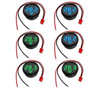 GTIWUNG 6 Pezzi Voltmetro Digitale DC 4-100V, 12V DC Voltmetro Impermeabile Display LED a 3 Cifre di 2 Fili Tester per Auto/Moto/Marina/Camion/Barca, Blu & Verde