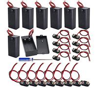 GTIWUNG 8 Pezzi Portabatterie 9V, Scatola Porta Batteria da 9V, Custodia per Batterie in Plastica con Interruttore ON/OFF,16 x Supporto Connettore Clip per Batteria 9V con 15cm cavo,Tipo I e Tipo T