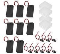 GTIWUNG 8 Pezzi Portabatterie 9V, Scatola Porta Batteria da 9V, Custodia per Batterie in Plastica con Interruttore ON/OFF, 8 x Supporto Connettore Clip per Batteria 9V con 15cm cavo,Tipo I