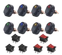 GTIWUNG 8Pcs 12V 30A LED On-Off Interruttore a Bilanciere Interruttore a Levetta Triangolare Impermeabile per Auto Camion Moto Barc 6Pcs Mini Interruttore a Bilanciere 2 Pin SPST 10A/125V, 6A/250V