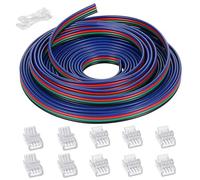 GTIWUNG Cavo di Prolunga Conduttore a 4 Pin 15 Metri per Collegamento Elettrico, Kit di Connettori Striscia Led 10mm, 4Poli Rapido Connettore Cavo per RGB 5050 3528 2835 LED