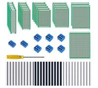 GTIWUNG Kit di Schede PCB, include 22 Pezzi Schede Prototipo a Doppia Faccia Universali 2*8/3*7/4*6/5*7/6*8/7*9CM, 30 Pezzi Connettori Maschio/Femmina, 8 Pezzi 2/3 Pin Terminale a Vite Morsetti a Vite
