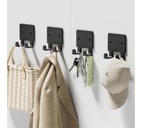 GTK Confezione da 4 ganci portachiavi per rasoio da parete, appendiabiti da parete, ganci autoadesivi, ganci per doccia, ganci per asciugamani (nero)