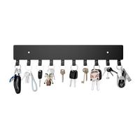GTK Portachiavi da parete, gancio portachiavi con 10 ganci, da parete, per corridoio, portachiavi autoadesivo (nero)