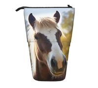 GTKSYNVE Astuccio portamatite telescopico con cavallino, grazioso astuccio per trucchi e cosmetici, con cerniera, per Natale, vacanze, Capodanno, ufficio