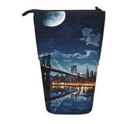 GTKSYNVE Astuccio portamatite telescopico Moon Light New York City, grazioso astuccio per cosmetici con cerniera, per Natale, vacanze, Capodanno, ufficio