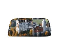 GTKSYNVE Borsa per il trucco in pelle per borsa da viaggio piccola borsa portatile per donne uomini Germania castello di Neuschwanstein borsa cosmetica con cerniera astuccio estetico portamonete