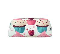 GTKSYNVE Borsa per il trucco in pelle per borsa da viaggio piccole borse per matite portatili per donne uomini cupcake caramelle cuori dolce borsa cosmetica con cerniera astuccio per matite estetico
