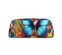 GTKSYNVE Borsa per il trucco in pelle per borsa da viaggio piccole borse per matite portatili per donne uomini borsa cosmetica colorata farfalla e floreale con cerniera astuccio per matite estetico