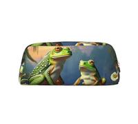 GTKSYNVE Borsa per il trucco in pelle per borsa da viaggio piccole borse per matite portatili per donne e uomini molte rane cantano sui rami Borsa cosmetica con cerniera Astuccio per matite estetico