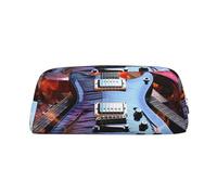 GTKSYNVE Borsa per il trucco in pelle per borsa da viaggio piccole borse portatili per donne uomini chitarra elettrica magica musica borsa cosmetica con cerniera astuccio per matite estetico