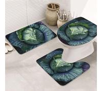 GTKSYNVE Bright Cabbage - Set di 3 tappeti da bagno con copriwater, tappetino per WC sagomato a forma di U e tappetini da bagno assorbenti in microfibra, asciugatura rapida, tappetino da doccia