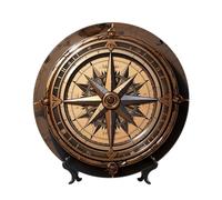 GTKSYNVE Compass Wind Road Map Bone China Piatti decorativi in ceramica personalizzata da 15,2 cm con espositore Ornamenti in ceramica Piatto in porcellana artistica per casa ufficio decorazione da