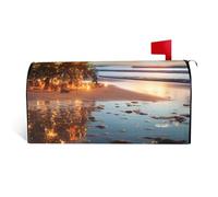 GTKSYNVE Copertura magnetica per cassetta postale con albero di Natale sulla spiaggia, dimensioni standard 64,8 x 53,3 cm, copertura per cassetta postale impermeabile, copertura per cassetta postale