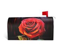 GTKSYNVE Coperture magnetiche per cassette postali artistiche con rosa rossa, dimensioni standard, 64,8 x 53,3 cm, coperture decorative per cassetta postale impermeabili, copertura per cassetta