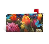 GTKSYNVE Coperture magnetiche per cassette postali colorate con farfalle e fiori, dimensioni standard, 53,3 x 45,7 cm, decorative impermeabili per cassetta delle lettere personalizzate, per