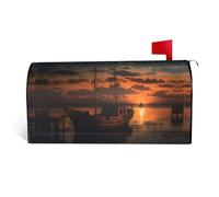 GTKSYNVE Coperture magnetiche per cassette postali con barca al crepuscolo, dimensioni standard, 53,3 x 45,7 cm, decorative, impermeabili, copertura per cassetta postale personalizzata, per