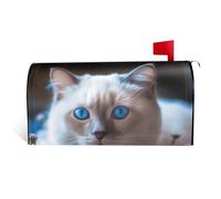 GTKSYNVE Coperture magnetiche per cassette postali con gatto dagli occhi blu, dimensioni standard, 53,3 x 45,7 cm, decorative impermeabili per cassetta delle lettere personalizzate, per decorazioni da