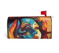 GTKSYNVE Coperture magnetiche per cassette postali con viso di donna colorata astratta di dimensioni standard 64,8 x 53,3 cm decorative involucri per cassetta postale impermeabili copertura per