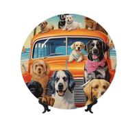 GTKSYNVE Dog Days of Summer Bone China Piatti decorativi da 15,2 cm personalizzati in ceramica con espositore Ornamenti in ceramica Piatto in porcellana artistica per casa ufficio Decorazione da