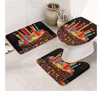 GTKSYNVE Happy Birthday Big Cake - Set di 3 tappeti da bagno con copriwater, tappetino per WC sagomato a forma di U e tappetini da bagno assorbenti in microfibra, asciugatura rapida, tappetino da