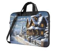 GTKSYNVE Natale Inverno Felice Scena Laptop Bag 14 pollice Cartella di Affari per gli Uomini Donne Impermeabile Borsa A Tracolla Del Computer Portatile