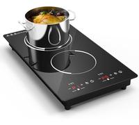 GTKZW Piastra Induzione 2 Fuochi 3000W, Piano Cottura Elettrico 220-240V 51cm con 9 Livelli di Potenza e Temperatura, Timer & Spia di Calore Residuo, da Incasso o Libera Installazione