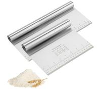 GTNCE 2 spatole per pasta in acciaio inox - Spatola da cucina con scala di misurazione, 20/30 cm, tagliapasta antiaderente in acciaio inox, pala per verdure, raschietto da cucina per impasto, fondente
