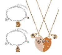 GTNCE Capybara - Collana dell'amicizia per 2 ragazze, magnetica, 4 pezzi, oro, 2 collane e 2 bracciali Capybara, per 2 bambini, idea regalo di Natale, compleanno