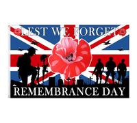 GTNCE Lest We Forget - Bandiere commemorative da 1,5 x 0,9 m, con occhielli, motivo papavero, per commemorare il giorno della commemorazione del soldato rosso, colori vivaci, decorazione per interni