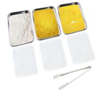 GTNCE Set di 3 Teglie per Impanatura in Acciaio Inox 25,5 x 20 x 5 cm, Vassoio Acciaio Inox Impilabili, Vassoi Multiuso, Resistenti, Facili da Pulire, Impilabili, Adatti a Forno e Frigorifero