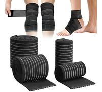 GTNCE Set di 4 fasce di compressione per cosce e cavigliera, fascia elastica regolabile per compressione, supporto muscolare e recupero, traspirante per uomo e donna