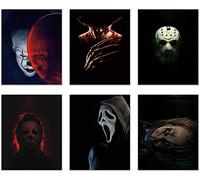 Gtoaxxno Set di 6 poster di film horror vintage per Halloween, poster artistici da parete per soggiorno, camera da letto, club, decorazione (20 x 25 cm)