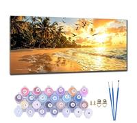 Gtohoo Dipingere con i Numeri Adulti e Bambini Spiaggia Paint by Numbers 20x40cm, Kit di Pittura con Pennelli e Vernici Acriliche, Tela da Quadro Creativi Home Room Decor
