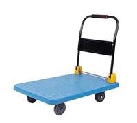 GTOULHH Carrello Portapacchi Trasloco Carrello A Mano in Plastica con Piattaforma Mobile E Maniglia Pieghevole in Metallo for Ufficio E Libreria Bagagli(Blue)
