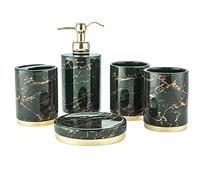 GTOULHH Set Bagno Accessori Completo, Lussuoso Set di Accessori per Il Bagno Verde Scuro Set da Bagno in Ceramica per La Casa E L'appartamento per Regalo Accessori Casa