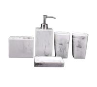 GTOULHH Set Bagno Accessori Completo, Set da Bagno in Marmo da 5 Pezzi, Set da Bagno in Resina per Hotel, Kit di Forniture per Il Bagno Accessori Casa