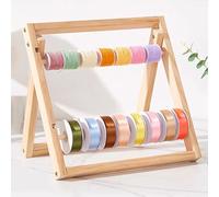 GTPBAO Espositore per Rotoli di Nastro Supporto Portanastro A 2 Strati, Porta Rocchetto Di Nastro In Legno per Cucito/Ghirlande/Rete/Filo/nastro, 40×40cm