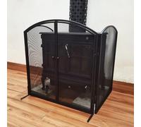 GTPBAO Parascintille Parascintille per Camino A 3 Pannelli con Ante Apribili, Larghezza 199cm, Ferro Battuto Parascintille per Soggiorno/zona Camino