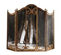 GTPBAO Parascintille Parascintille Pieghevole A 3 Pannelli, Ottone Barriera Parafuoco per Caminetti A Portico, Paravento per Forno A Legna, 114×90cm