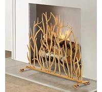GTPBAO Parascintille Porta per Camino 98×76cm, Attrezzi per Camino Verniciati A Polvere, Oro Antico Schermo per Camino con Piedini di Supporto, Facile da Montare