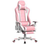 GTPLAYER Sedia da gaming, con poggiapiedi, altoparlante Bluetooth, ergonomica, da ufficio, da scrivania, con schienale regolabile, portata 150 kg, colore: rosa